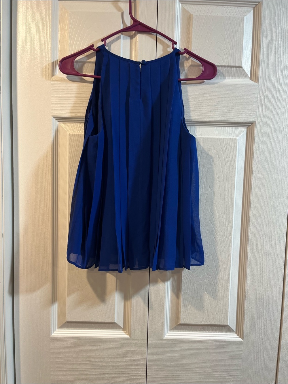 Pleated Halter Neck Tank Top - Blue coastal chic office core minimalist - Picture 2 of 4